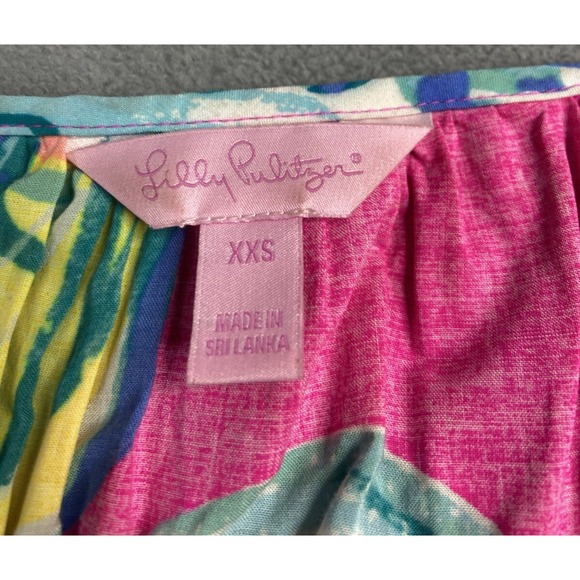 Lilly Pulitzer Blouse Womens XXS Pink Willa Artsy Colorful Rayon Tunic Light - Picture 3 of 9